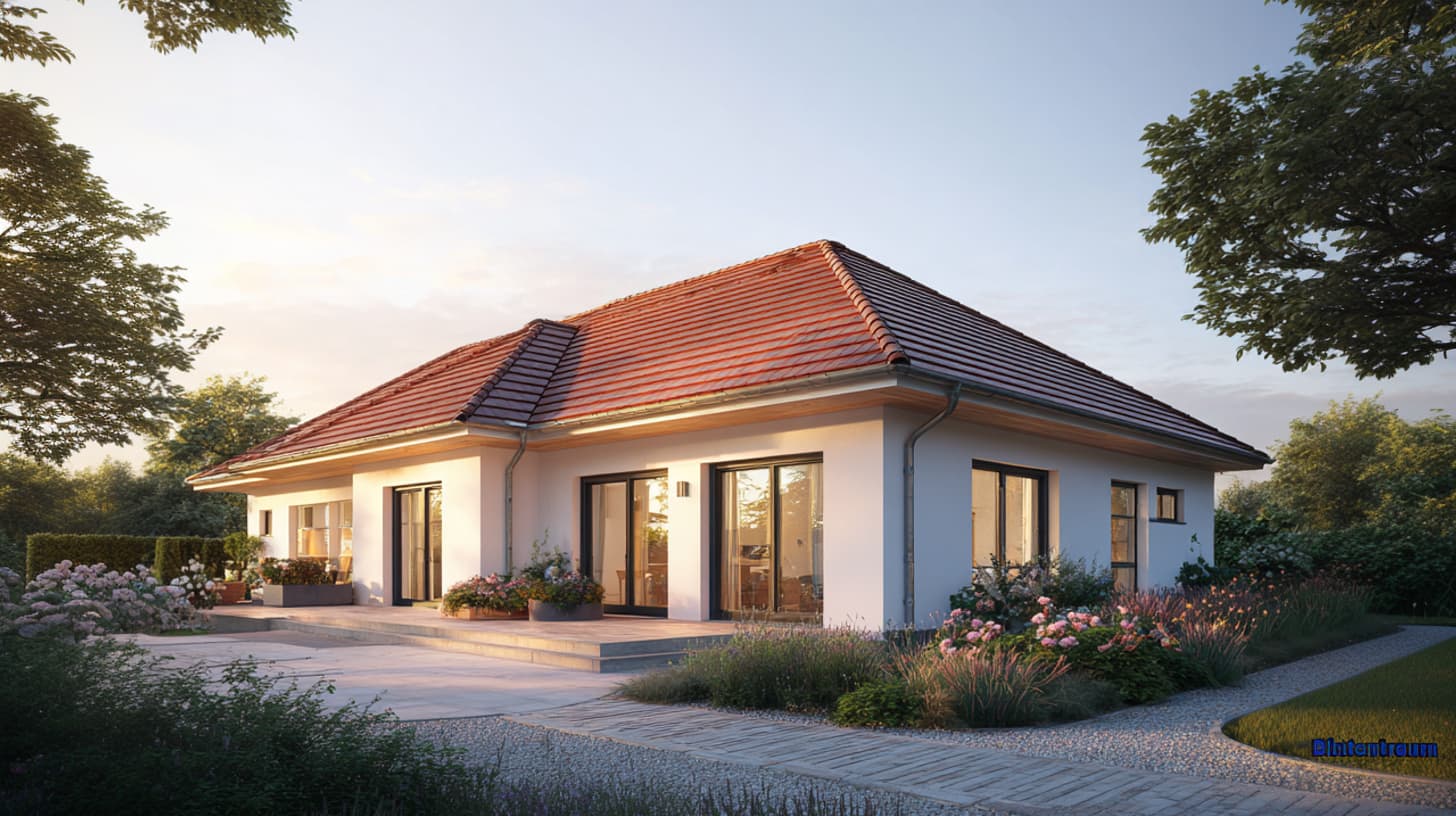 Eingeschossiger Bungalow mit offener Terrassengestaltung