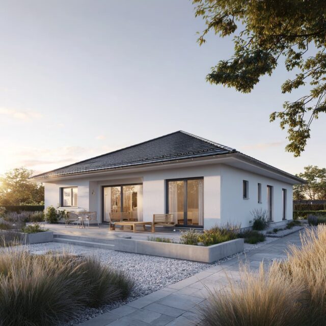 Moderner Bungalow mit Satteldach und klarer Architektur