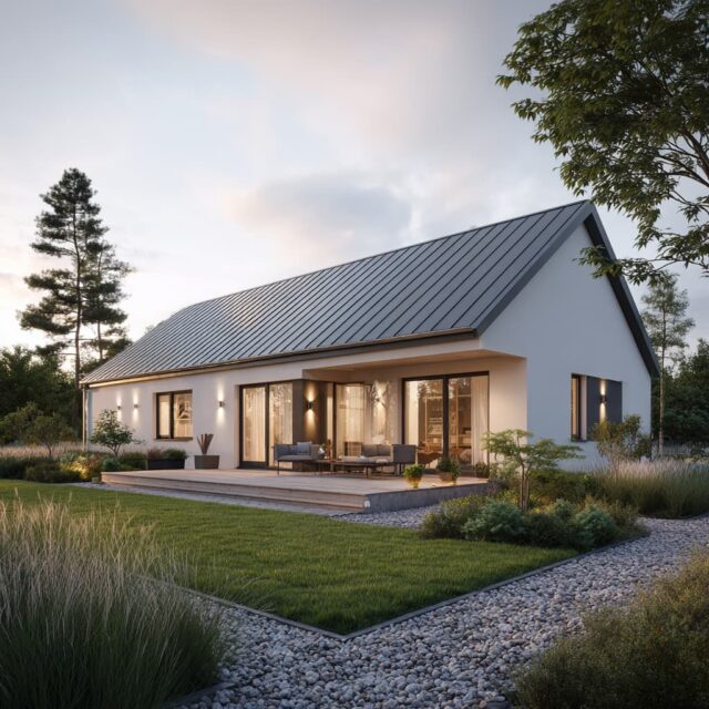 Bungalow mit Walmdach und zeitgemäßer Architektur