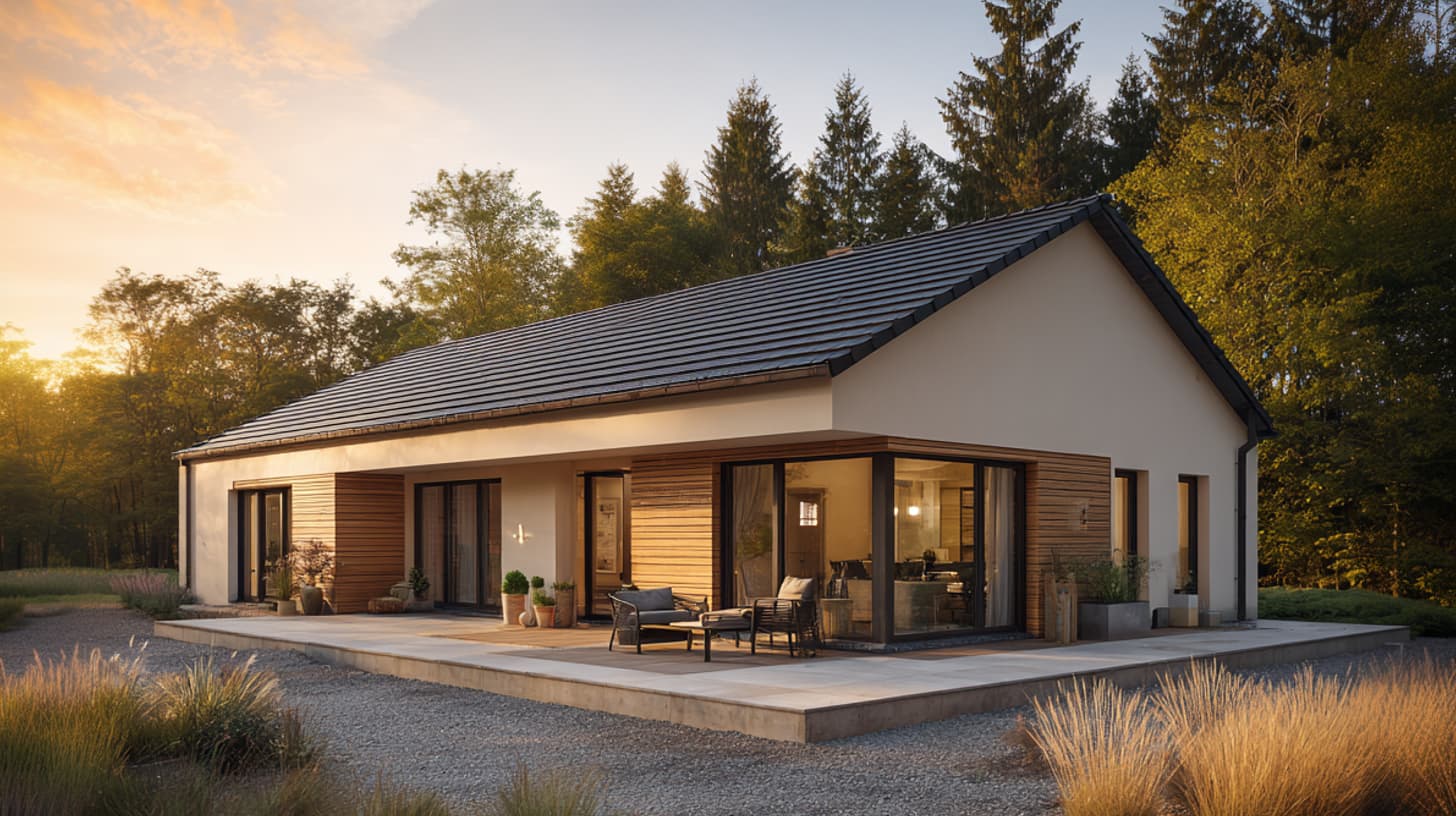 Eingeschossiges Wohnhaus in Bungalowbauweise mit Garten