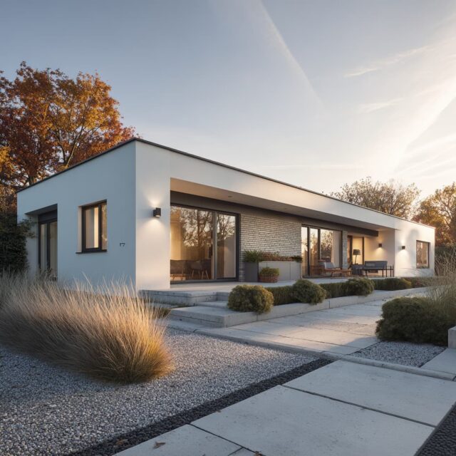 Einfamilien-Bungalow mit Zugang zur Terrasse und Gartenblick