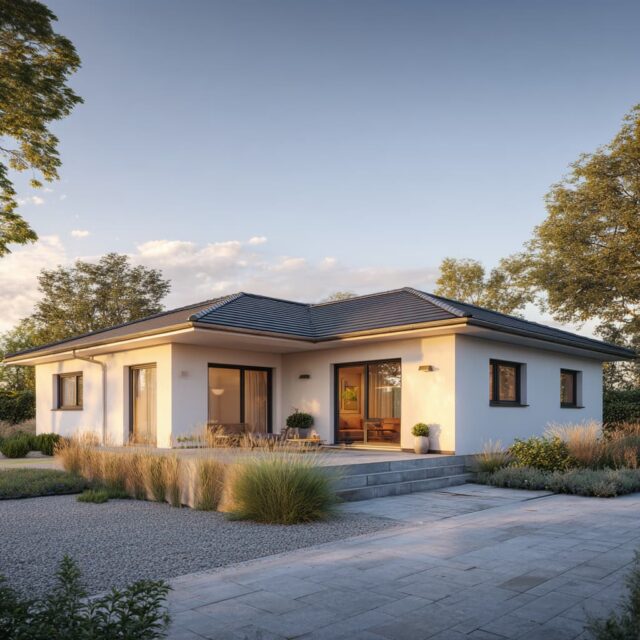 Einschossiger Bungalow mit Carport und Eingangsbereich