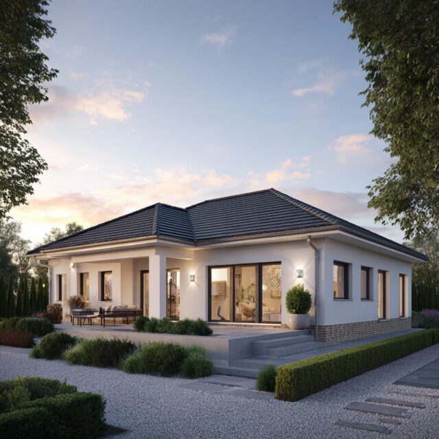 Heller Bungalow mit Terrasse und Grünfläche