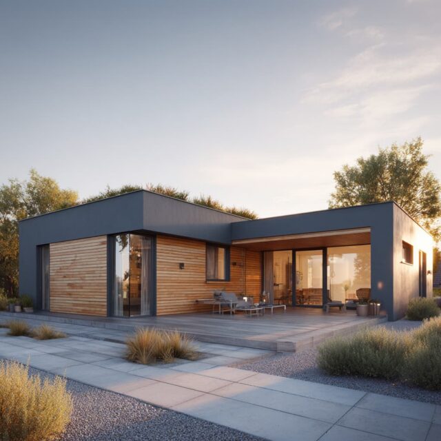 Einschossiger Bungalow mit Carport und Zufahrt