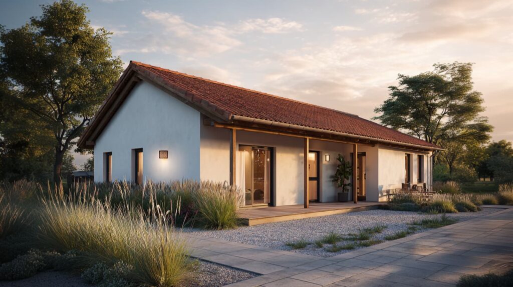 Einfamilien-Bungalow mit Carport und gepflasterter Einfahrt