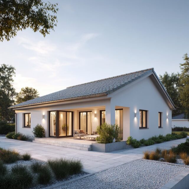 Bungalow mit klarer Architektur und direktem Gartenzugang